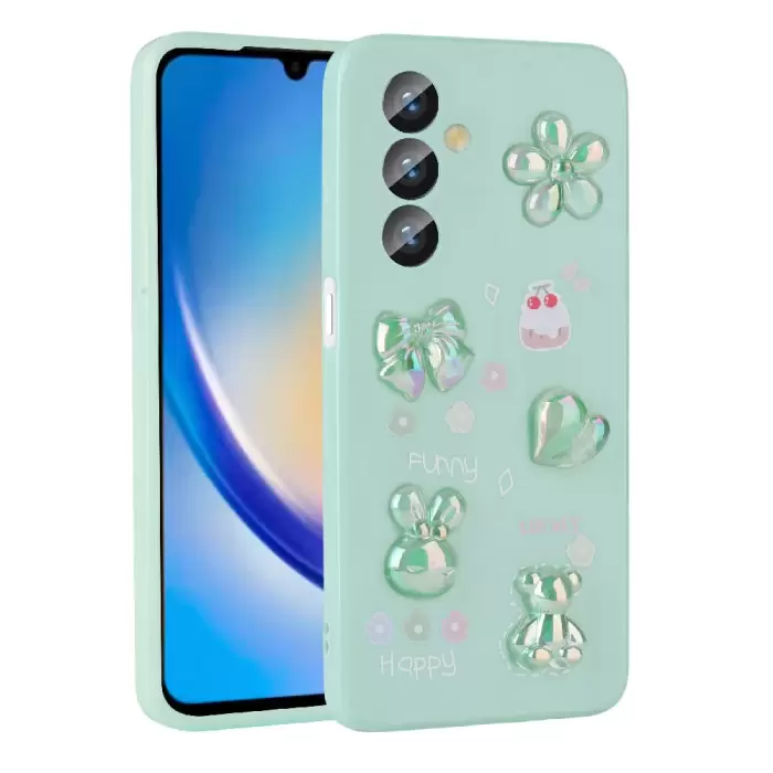 Samsung Galaxy A14 5G Kılıf Kabartma Figürlü Parlak Lopard Toys Silikon Kapak