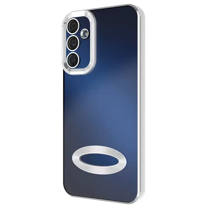 Samsung Galaxy A15 Kamera Lens Korumalı Şeffaf Renkli Logo Gösteren Parlak Omega Kapak