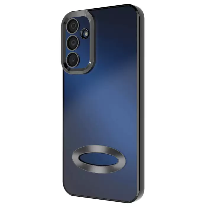 Samsung Galaxy A15 Kamera Lens Korumalı Şeffaf Renkli Logo Gösteren Parlak Omega Kapak