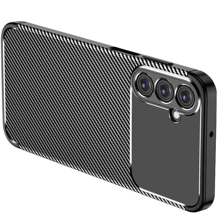 Samsung Galaxy A15 Kılıf Lopard Kamera Korumalı Karbon Desenli Negro Kapak Orijinal Yüzey Kılıf