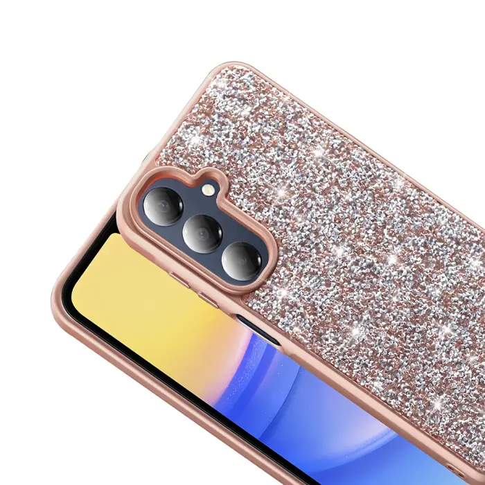 Samsung Galaxy A16 Kılıf Parlak Taşlı Tasarım Lopard Pırlanta Kapak