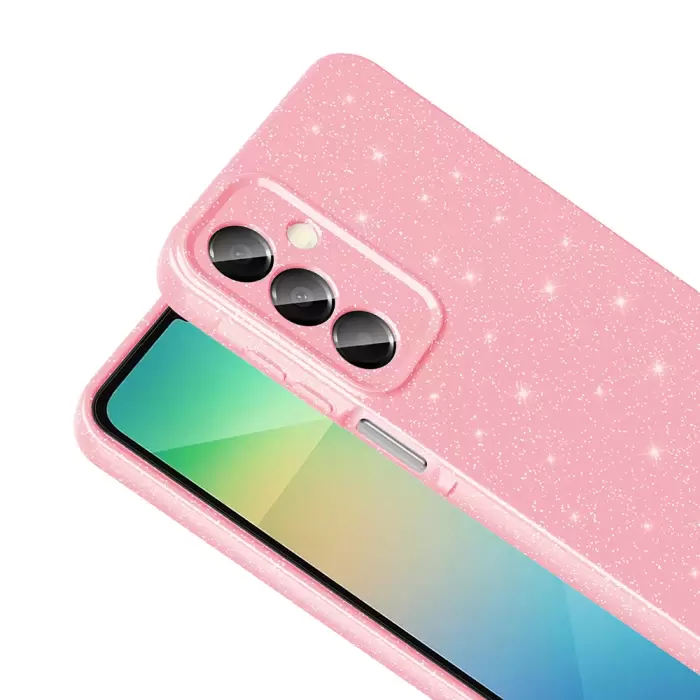 Samsung Galaxy A16 Kılıf Simli Işılıtılı Renkli Parlak Kamera Korumalı Silikon Kapak Koton