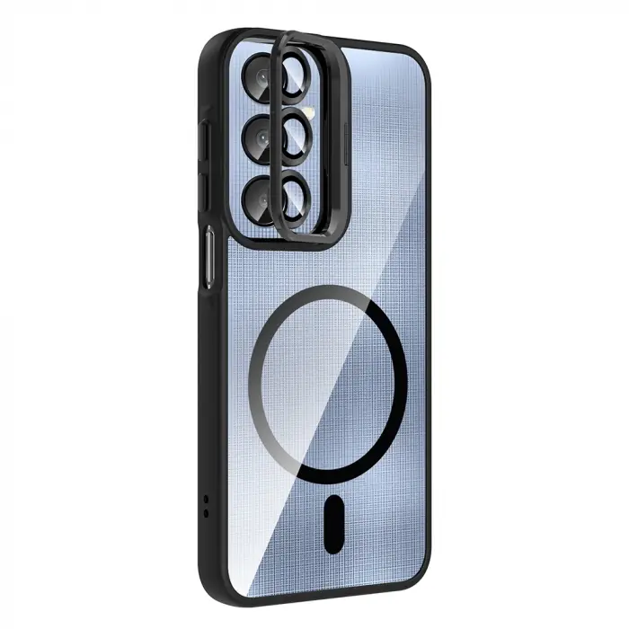 Samsung Galaxy A16 Kılıf Standlı Ve Kamera Lens Hediyeli M-safe Şarj Özellikli Lopard Etro Kapak