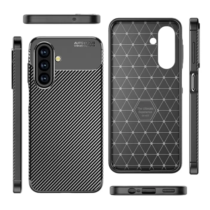 Samsung Galaxy A17 Kılıf Lopard Kamera Korumalı Karbon Desenli Negro Kapak Yüzey Kılıf