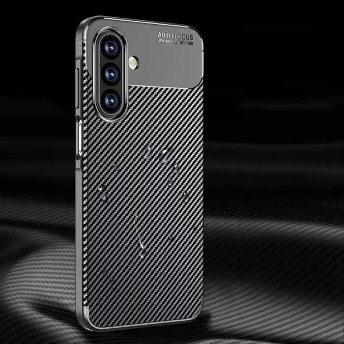 Samsung Galaxy A17 Kılıf Lopard Kamera Korumalı Karbon Desenli Negro Kapak Yüzey Kılıf