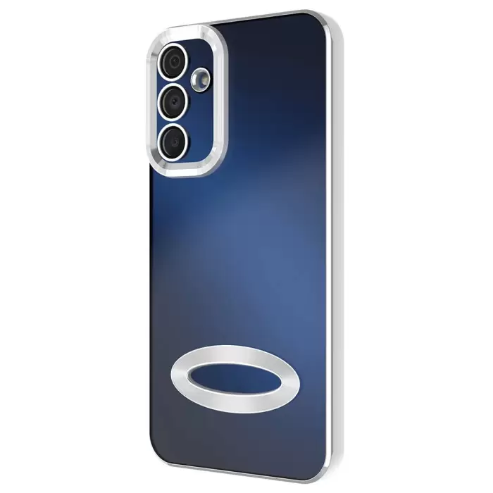 Samsung Galaxy A25 Kamera Lens Korumalı Şeffaf Renkli Logo Gösteren Parlak Omega Kapak