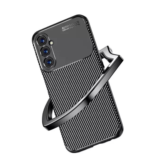 Samsung Galaxy A25 Kılıf Lopard Kamera Korumalı Karbon Desenli Negro Kapak Orijinal Yüzey Kılıf
