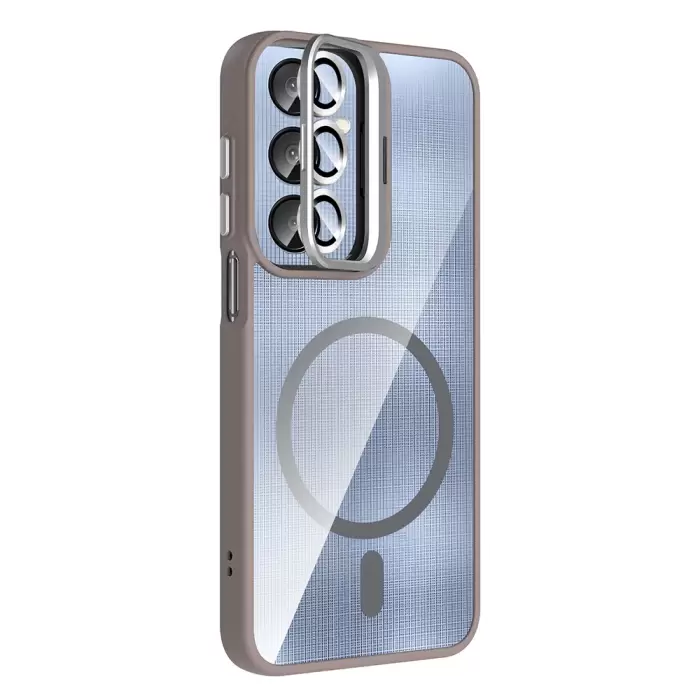 Samsung Galaxy A25 Kılıf Standlı Kamera Lens Koruma Hediyeli Magsafe Şarj Lopard Etro Kapak Koruyucu