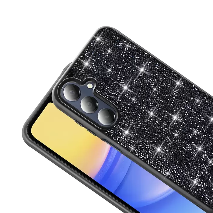 Samsung Galaxy A26 Kılıf Parlak Taşlı Tasarım Lopard Pırlanta Kapak