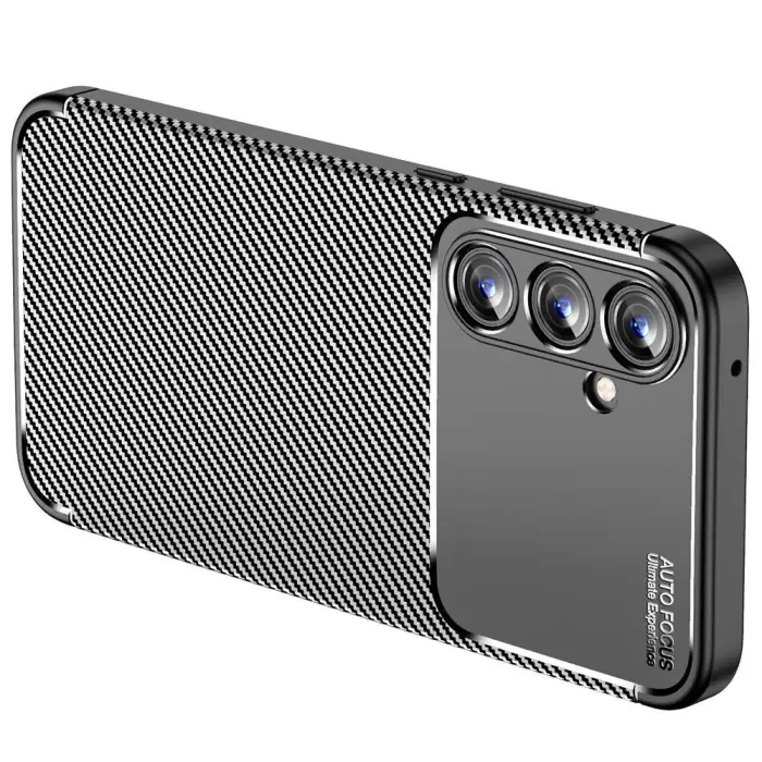 Samsung Galaxy A35 Kılıf Lopard Kamera Korumalı Karbon Desenli Negro Kapak Orijinal Yüzey Kılıf