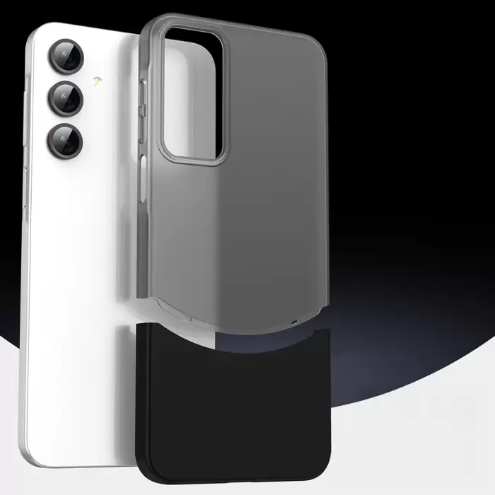 Samsung Galaxy A35 Kılıf Magsafe Şarj Kartlıklı Mıknatıslı Duble 1.7mm Kapak Kart Bölmeli Lacivert Siyah Gri Renkleriyle