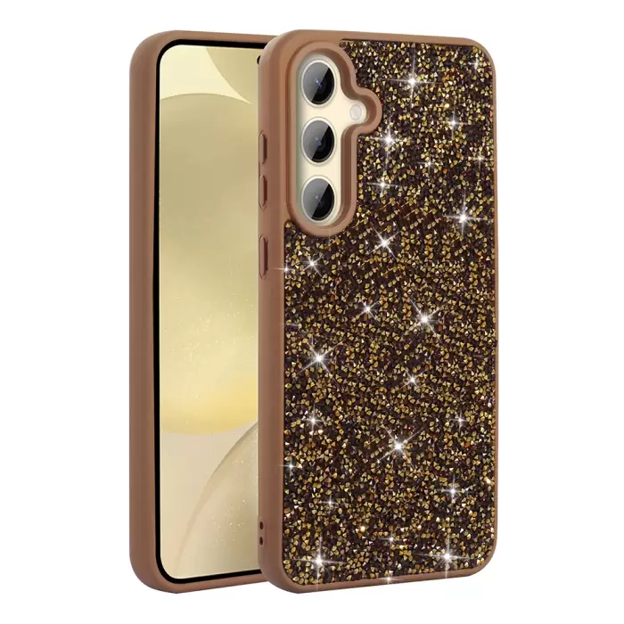 Samsung Galaxy A35 Kılıf Parlak Taşlı Tasarım Lopard Pırlanta Kapak