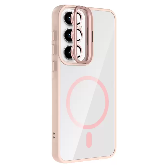 Samsung Galaxy A35 Kılıf Standlı Ve Kamera Lens Hediyeli M-safe Şarj Özellikli Lopard Etro Kapak