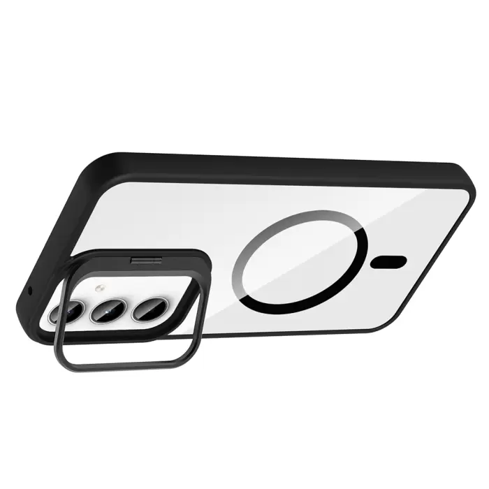 Samsung Galaxy A35 Kılıf Standlı Ve Kamera Lens Hediyeli M-safe Şarj Özellikli Lopard Etro Kapak