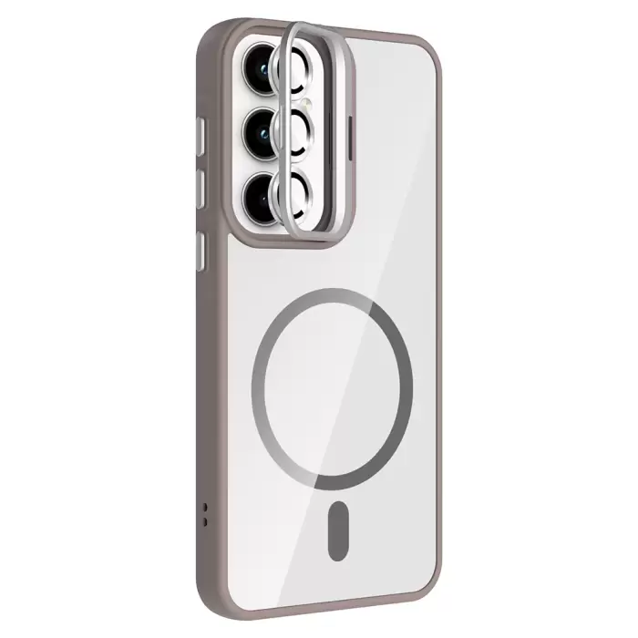 Samsung Galaxy A35 Kılıf Standlı Ve Kamera Lens Hediyeli M-safe Şarj Özellikli Lopard Etro Kapak