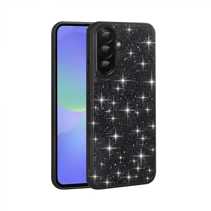 Samsung Galaxy A36 Kılıf Parlak Taşlı Tasarım Lopard Pırlanta Kapak