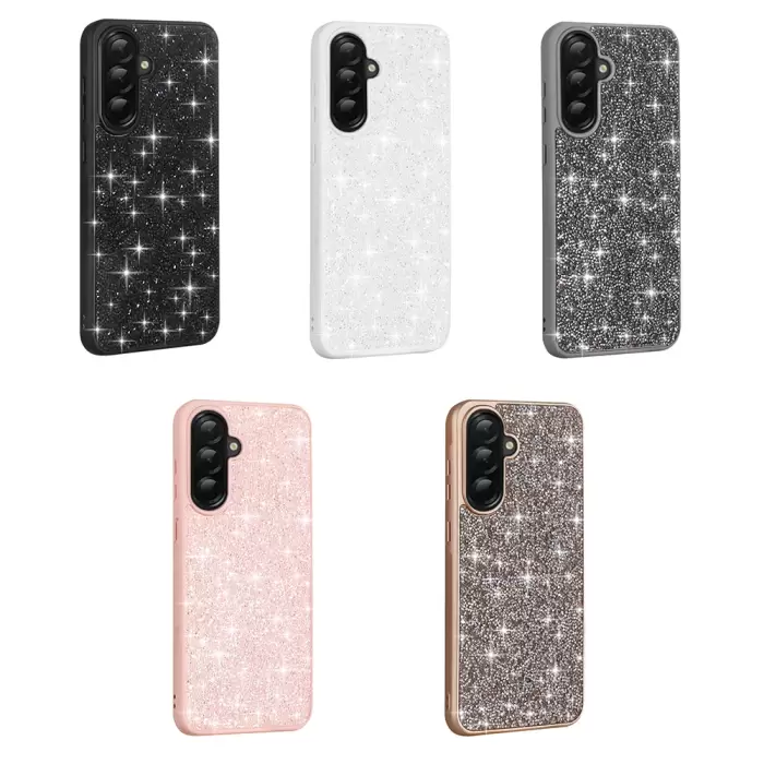 Samsung Galaxy A36 Kılıf Parlak Taşlı Tasarım Lopard Pırlanta Kapak