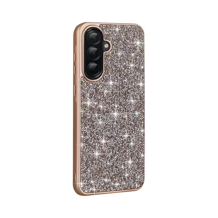 Samsung Galaxy A36 Kılıf Parlak Taşlı Tasarım Lopard Pırlanta Kapak