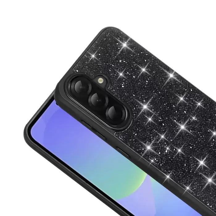 Samsung Galaxy A36 Kılıf Parlak Taşlı Tasarım Lopard Pırlanta Kapak