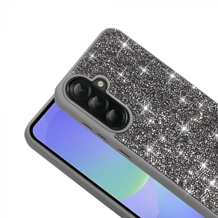 Samsung Galaxy A36 Kılıf Parlak Taşlı Tasarım Lopard Pırlanta Kapak