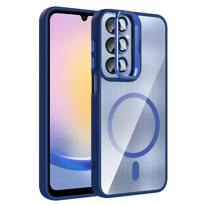 Samsung Galaxy A36 Kılıf Standlı Ve Kamera Lens Hediyeli M-safe Şarj Özellikli Lopard Etro Kapak