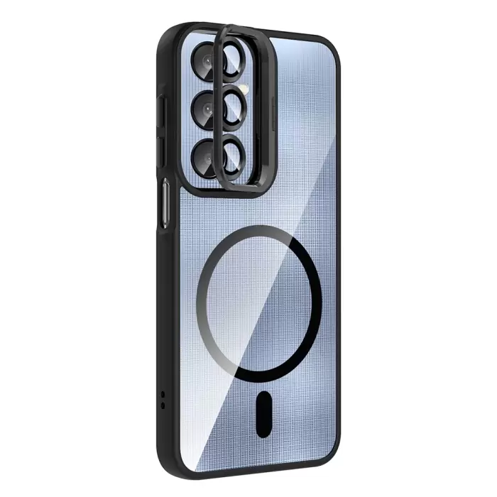 Samsung Galaxy A36 Kılıf Standlı Ve Kamera Lens Hediyeli M-safe Şarj Özellikli Lopard Etro Kapak