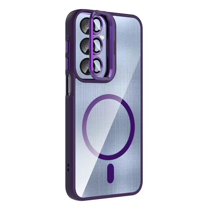 Samsung Galaxy A36 Kılıf Standlı Ve Kamera Lens Hediyeli M-safe Şarj Özellikli Lopard Etro Kapak