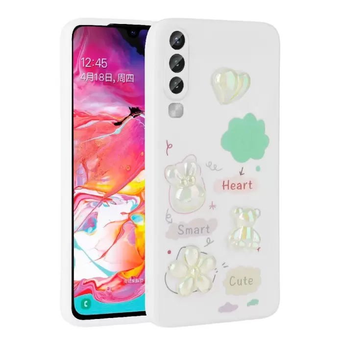 Samsung Galaxy A50 Kılıf Kabartma Figürlü Parlak Lopard Toys Silikon Kapak