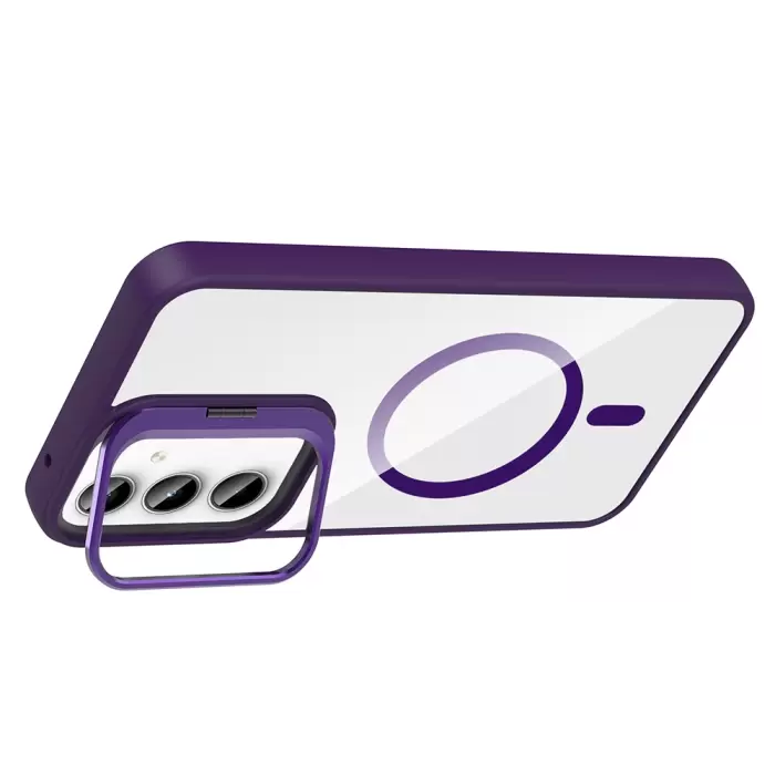 Samsung Galaxy A55 Kılıf Standlı Kamera Lens Koruma Hediyeli Magsafe Şarj Lopard Etro Kapak Koruyucu
