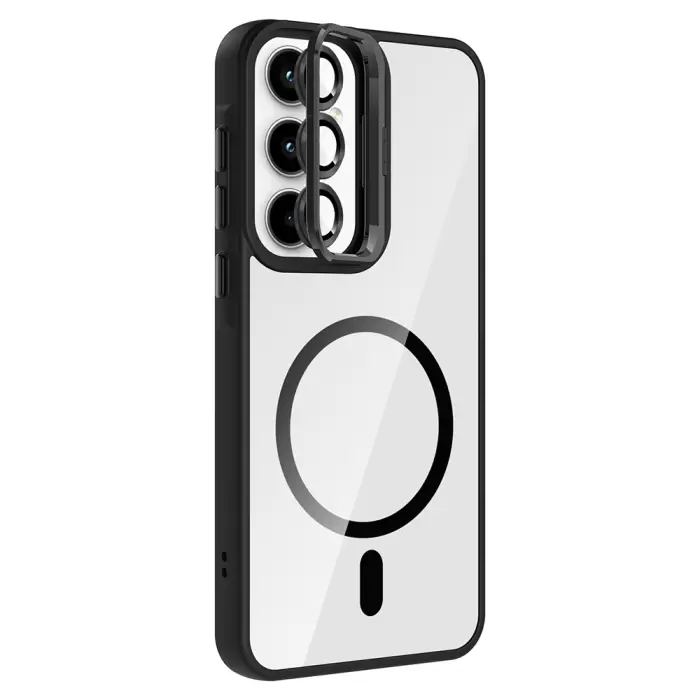 Samsung Galaxy A55 Kılıf Standlı Kamera Lens Koruma Hediyeli Magsafe Şarj Lopard Etro Kapak Koruyucu