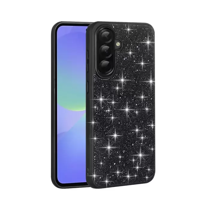 Samsung Galaxy A56 Kılıf Parlak Taşlı Tasarım Lopard Pırlanta Kapak