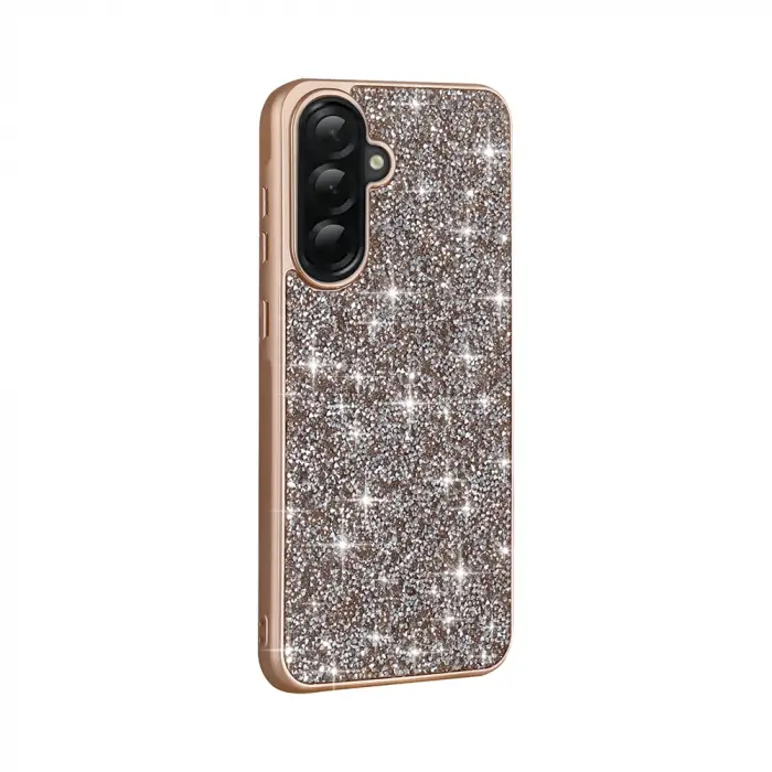 Samsung Galaxy A56 Kılıf Parlak Taşlı Tasarım Lopard Pırlanta Kapak