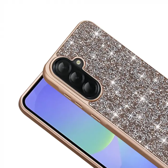 Samsung Galaxy A56 Kılıf Parlak Taşlı Tasarım Lopard Pırlanta Kapak