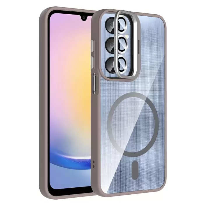 Samsung Galaxy A56 Kılıf Standlı Ve Kamera Lens Hediyeli M-safe Şarj Özellikli Lopard Etro Kapak