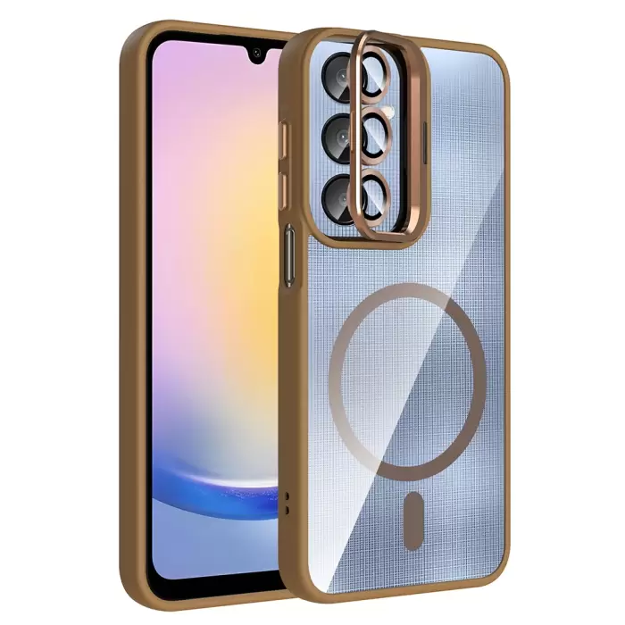 Samsung Galaxy A56 Kılıf Standlı Ve Kamera Lens Hediyeli M-safe Şarj Özellikli Lopard Etro Kapak