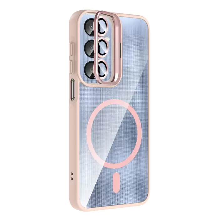 Samsung Galaxy A56 Kılıf Standlı Ve Kamera Lens Hediyeli M-safe Şarj Özellikli Lopard Etro Kapak