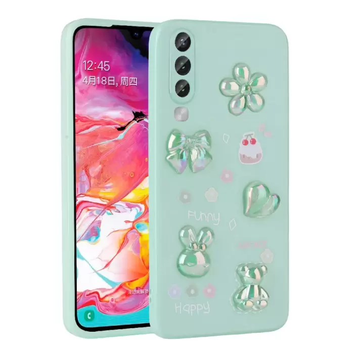 Samsung Galaxy A70 Kılıf Kabartma Figürlü Parlak Lopard Toys Silikon Kapak