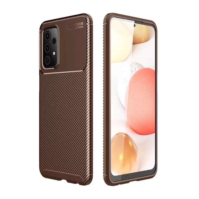 Samsung Galaxy A72 Kılıf Lopard Kamera Korumalı Karbon Desenli Negro Kapak Orijinal Yüzey Kılıf