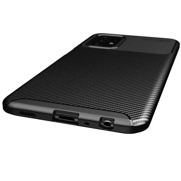 Samsung Galaxy A72 Kılıf Lopard Kamera Korumalı Karbon Desenli Negro Kapak Orijinal Yüzey Kılıf