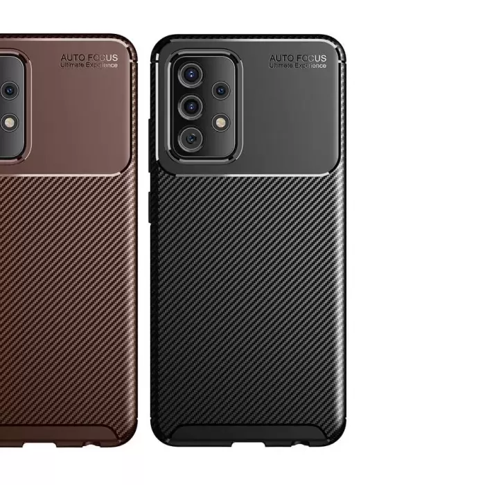 Samsung Galaxy A72 Kılıf Lopard Kamera Korumalı Karbon Desenli Negro Kapak Orijinal Yüzey Kılıf