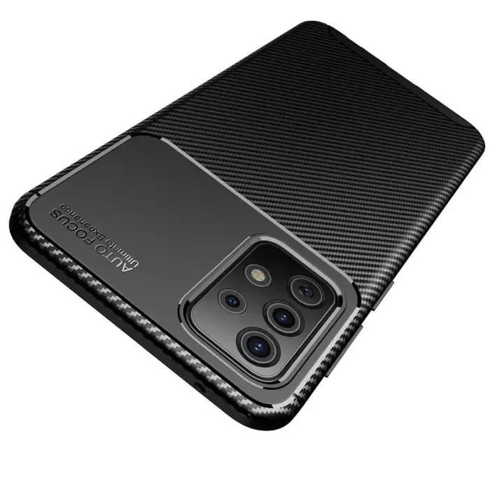 Samsung Galaxy A72 Kılıf Lopard Kamera Korumalı Karbon Desenli Negro Kapak Orijinal Yüzey Kılıf