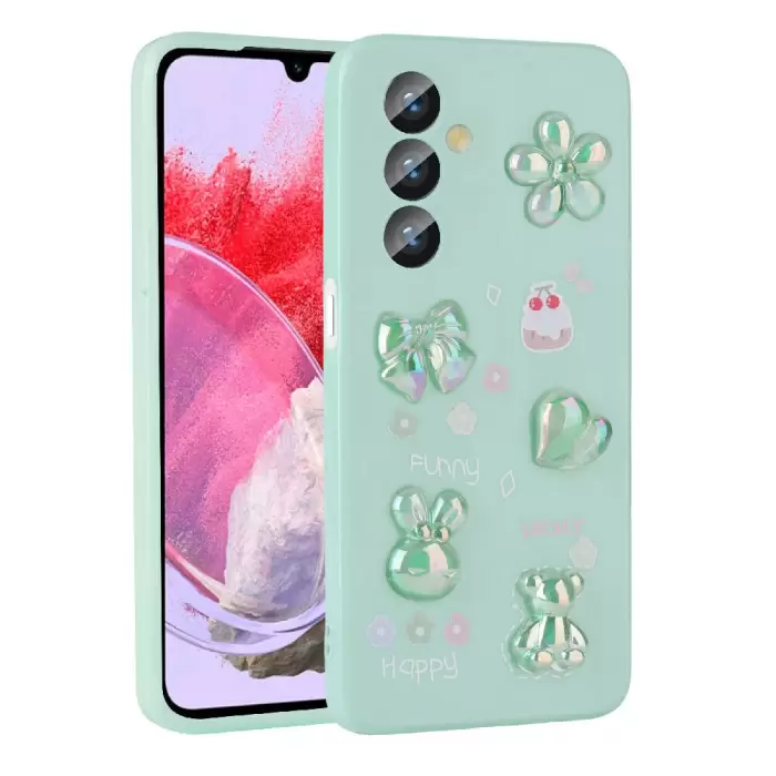 Samsung Galaxy M34 5G Kılıf Kabartma Figürlü Parlak Lopard Toys Silikon Kapak