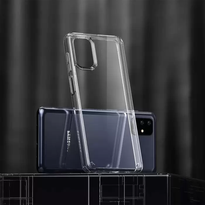 Samsung Galaxy M51 Coss Sert Darbe Emici Silikon Şeffaf Kamera Korumalı Arka Kapak