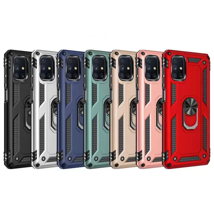 Samsung Galaxy M51 Kılıf Lopard Kamera Korumalı Sürgülü Yüzüklü Orjinal Tasarım Armor Vega