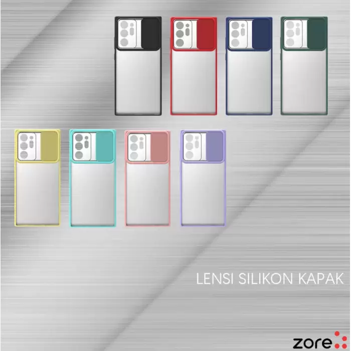 Samsung Galaxy Note 20 Ultra Kılıf Lopard Slayt Sürgülü Kamera Korumalı Renkli Silikon Kapak