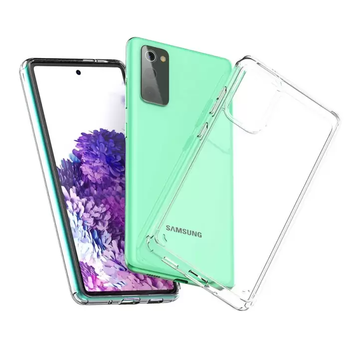 Samsung Galaxy S20 FE Coss Sert Darbe Emici Silikon Şeffaf Kamera Korumalı Arka Kapak