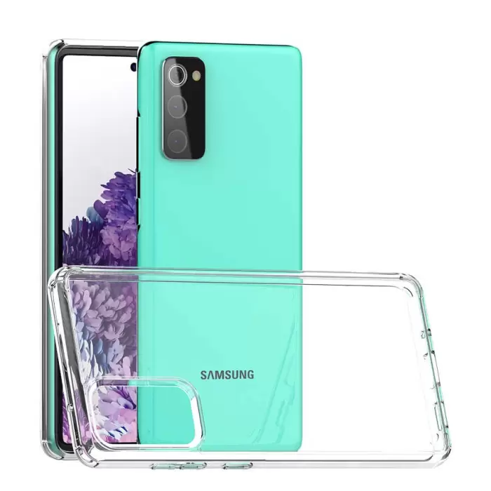 Samsung Galaxy S20 FE Coss Sert Darbe Emici Silikon Şeffaf Kamera Korumalı Arka Kapak