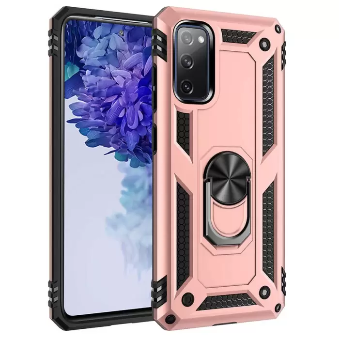 Samsung Galaxy S20 FE Kılıf Lopard Kamera Korumalı Sürgülü Yüzüklü Orjinal Tasarım Armor Vega