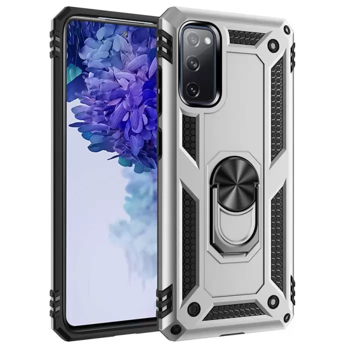 Samsung Galaxy S20 FE Kılıf Lopard Kamera Korumalı Sürgülü Yüzüklü Orjinal Tasarım Armor Vega