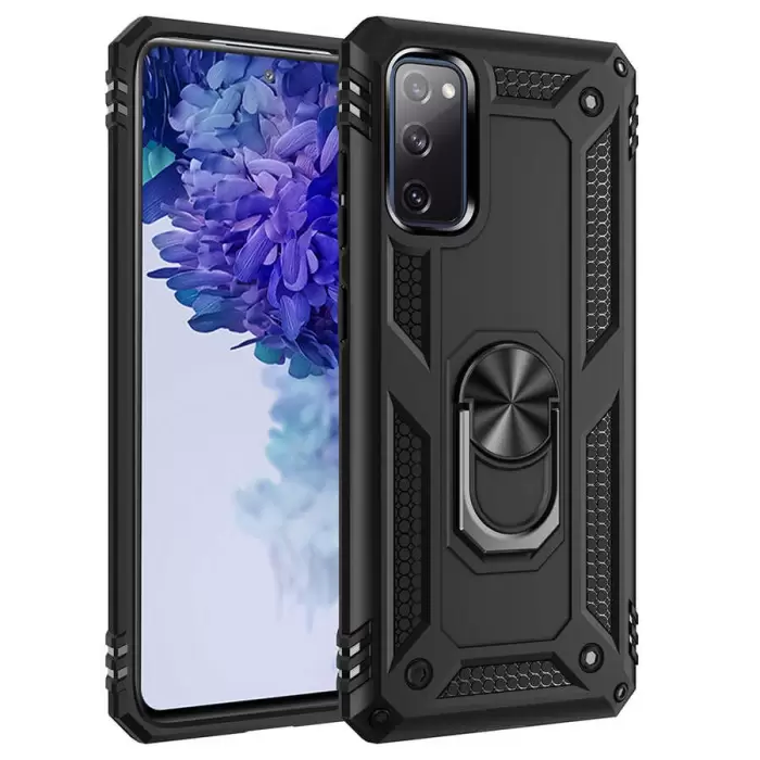 Samsung Galaxy S20 FE Kılıf Lopard Kamera Korumalı Sürgülü Yüzüklü Orjinal Tasarım Armor Vega